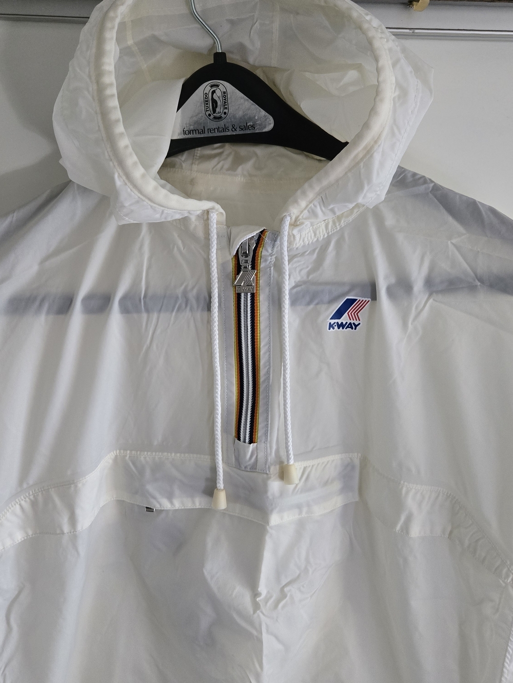 K-Way White Packable Anorak Windbreaker